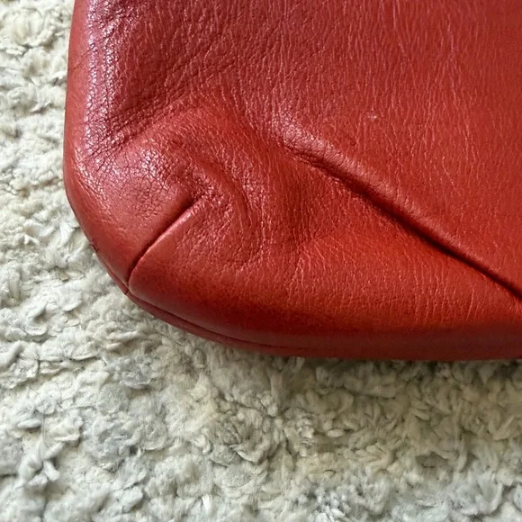 Coach Red Leather Wristlet with Gold Chain Strap - Picture 3 of 5